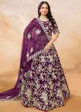 Purple Art Silk PartyWear Lehenga with Sequins Embroidery and Net Dupatta