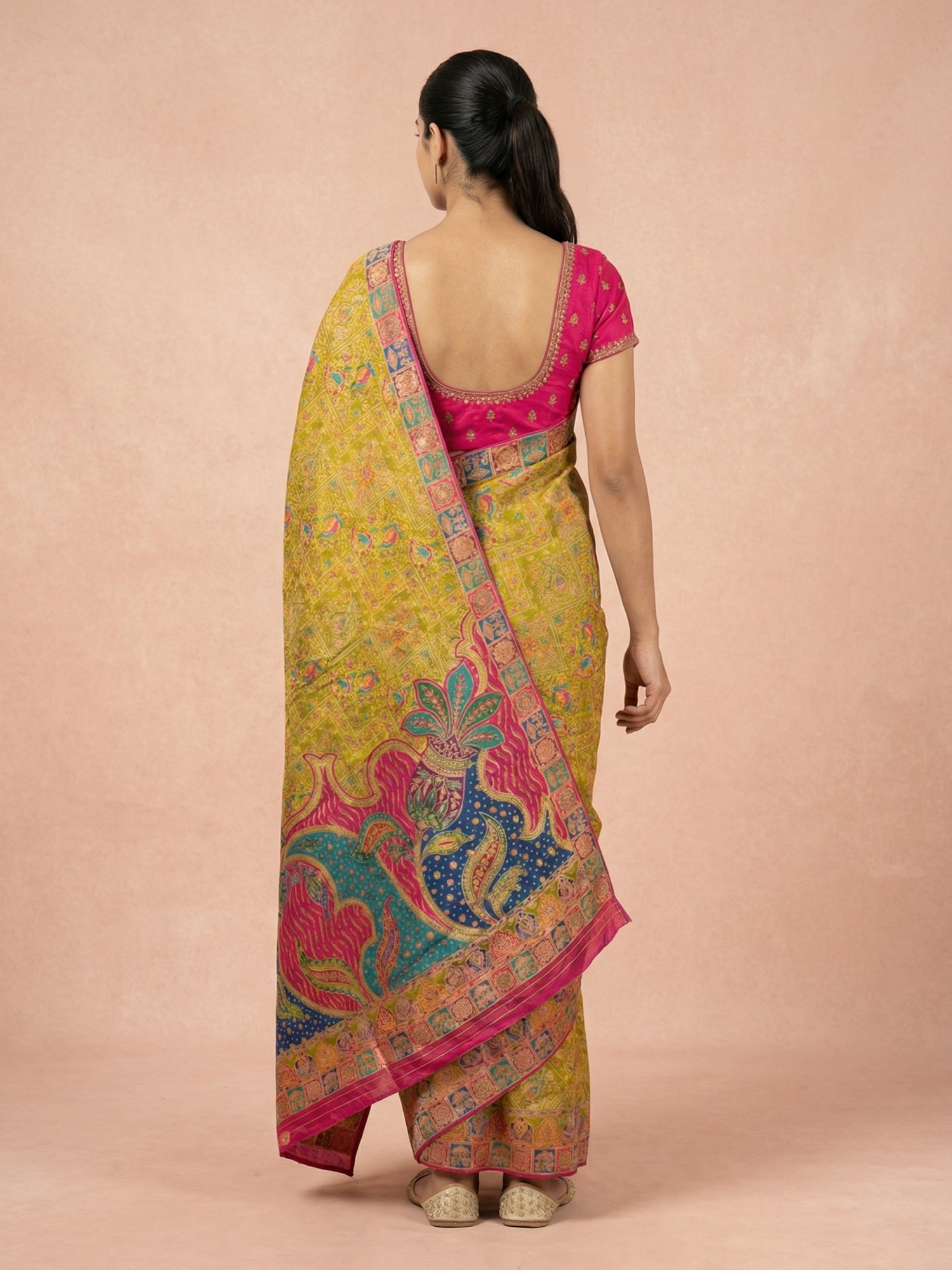 festive silk saree with rich traditional pallu and meenakari border