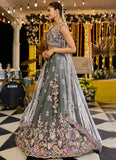 Regal green tissue party wear lehenga choli with full flair