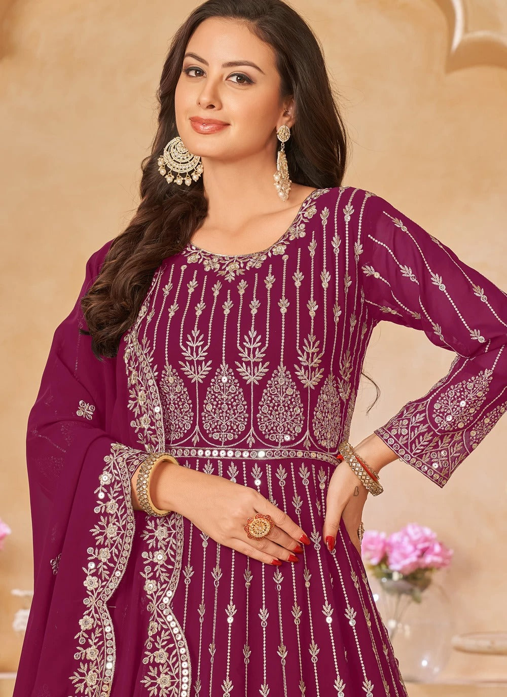faux georgette Anarkali