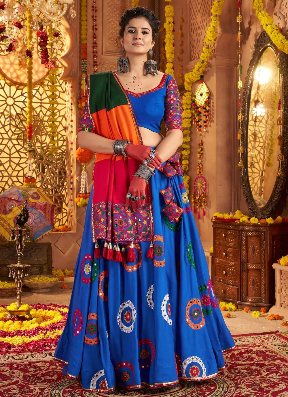 Royal Blue Mirror Work Navratri Chaniya Choli Set