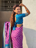 premium wine silk saree with artistic pichwai design pallu