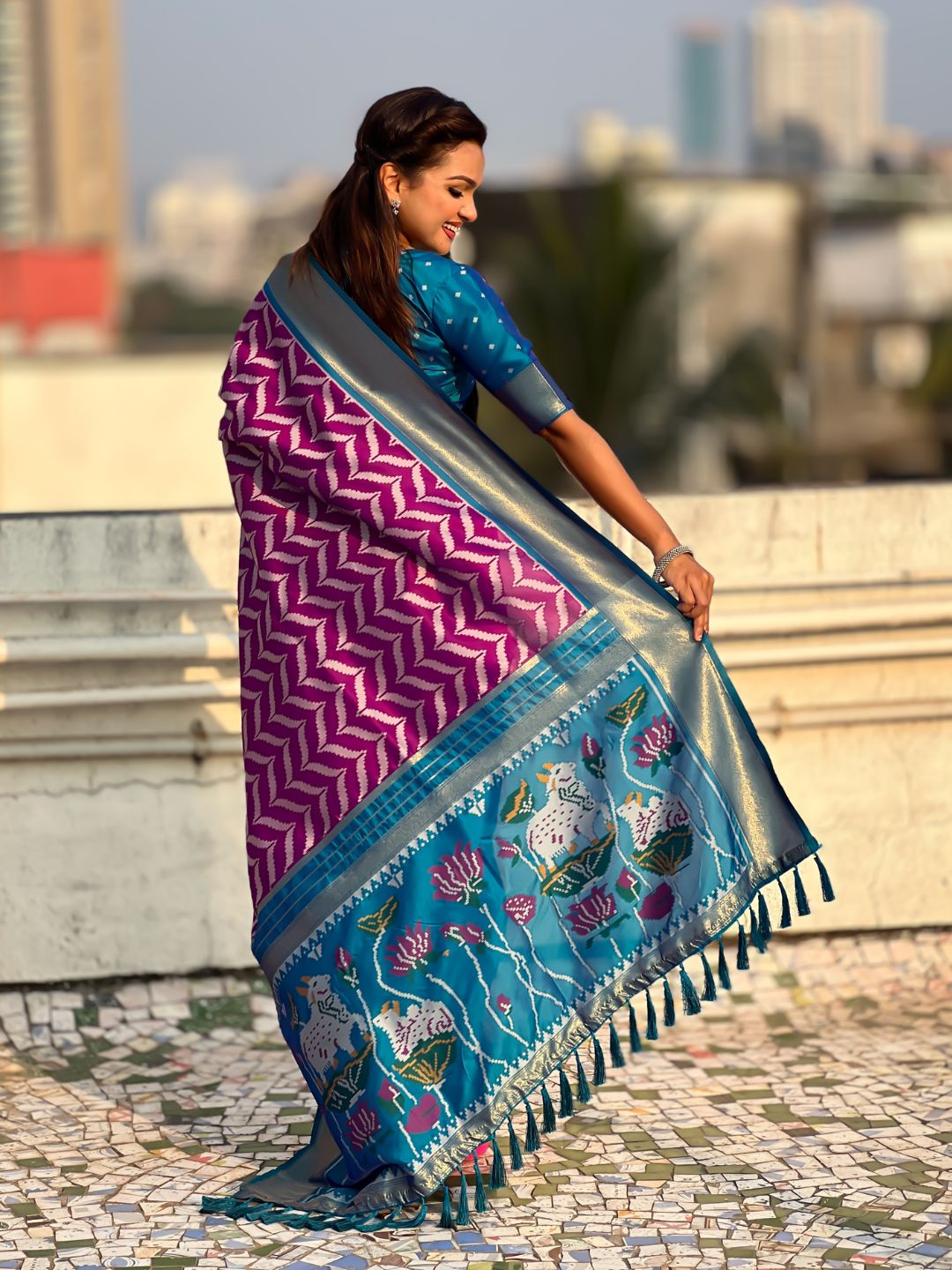 festive wine saree with zari weaving and smooth elegant drape