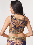 Sequins Embroidery Work with Digital Print Saree In Purple