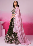 Olive Satin Traditional Sangeet Lehenga