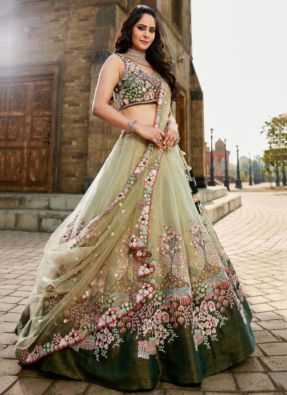 Beautiful beads and stone embellishments lehenga