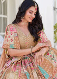 Woman in traditional embroidered outfit with jewelry, outdoors.