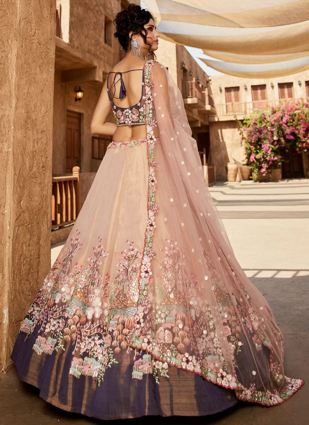 Purple Net Lehenga Choli with Beads & Stone Work – Stylish Indian Outfit | Gunj Fashion