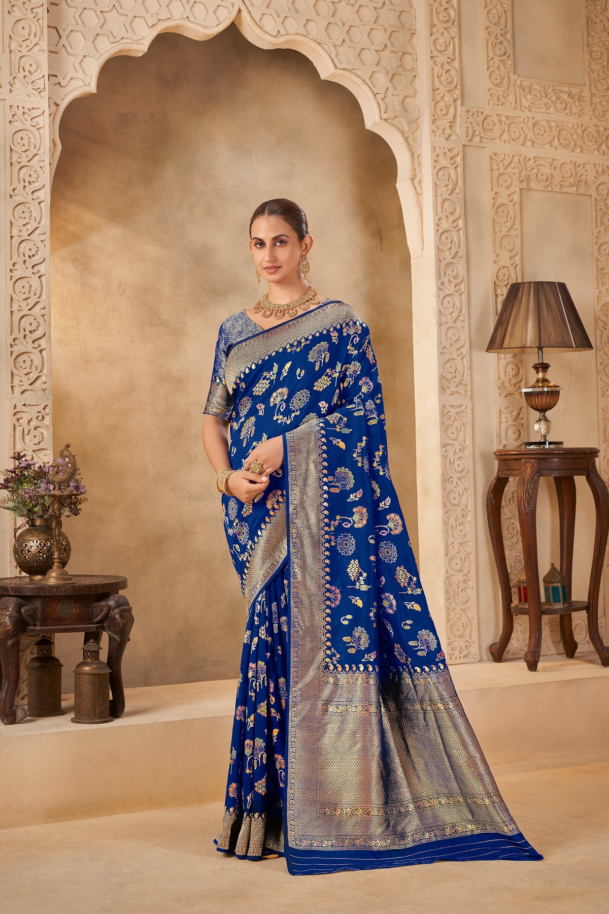 Majestic Blue Saree – Timeless Grace with Regal Appeal - Gunj Fashion