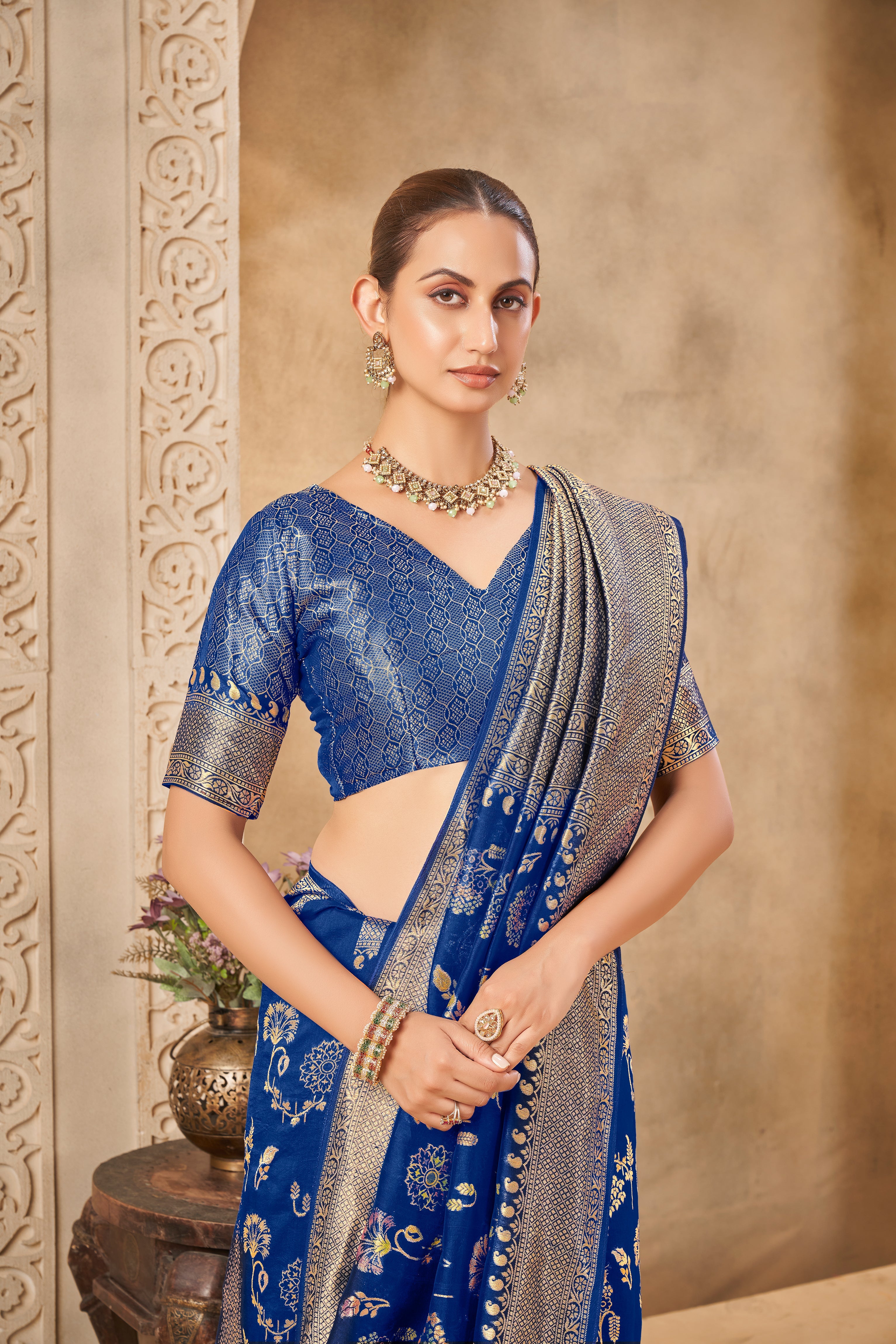 Majestic Blue Saree – Timeless Grace with Regal Appeal - Gunj Fashion
