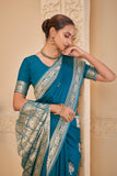 Opulent Teal Saree – Classic Elegance with Modern Grace - Gunj Fashion
