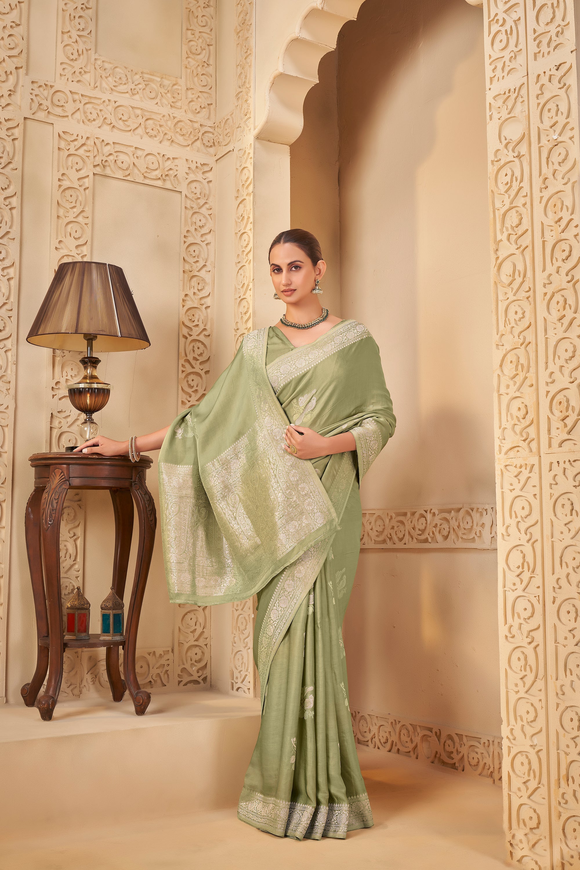 Soothing Sage Green Saree – A Blend of Grace and Modern Appeal - Gunj Fashion
