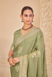 Soothing Sage Green Saree – A Blend of Grace and Modern Appeal - Gunj Fashion