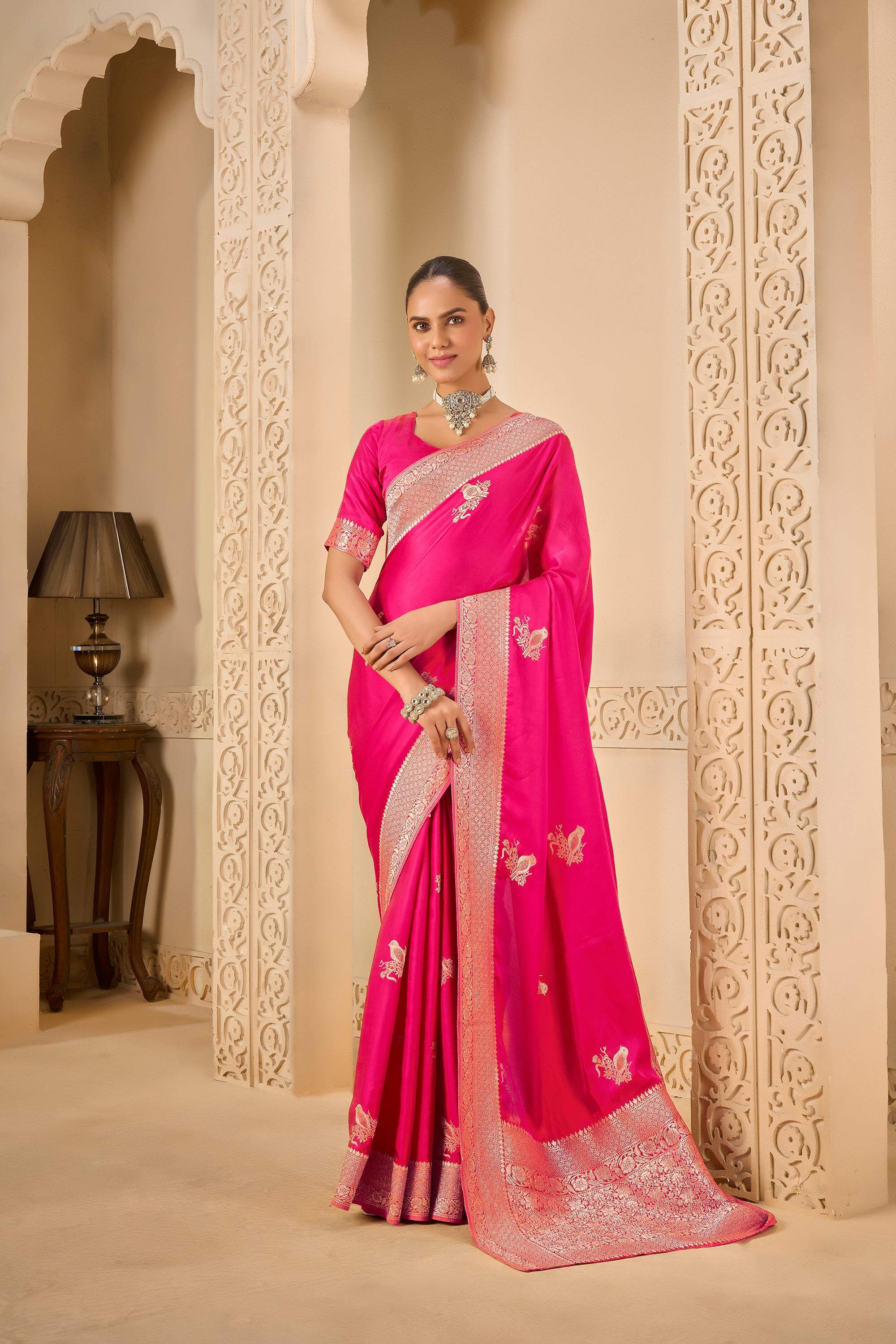 Blossom Pink Designer Saree – Traditional Beauty Redefined - Gunj Fashion