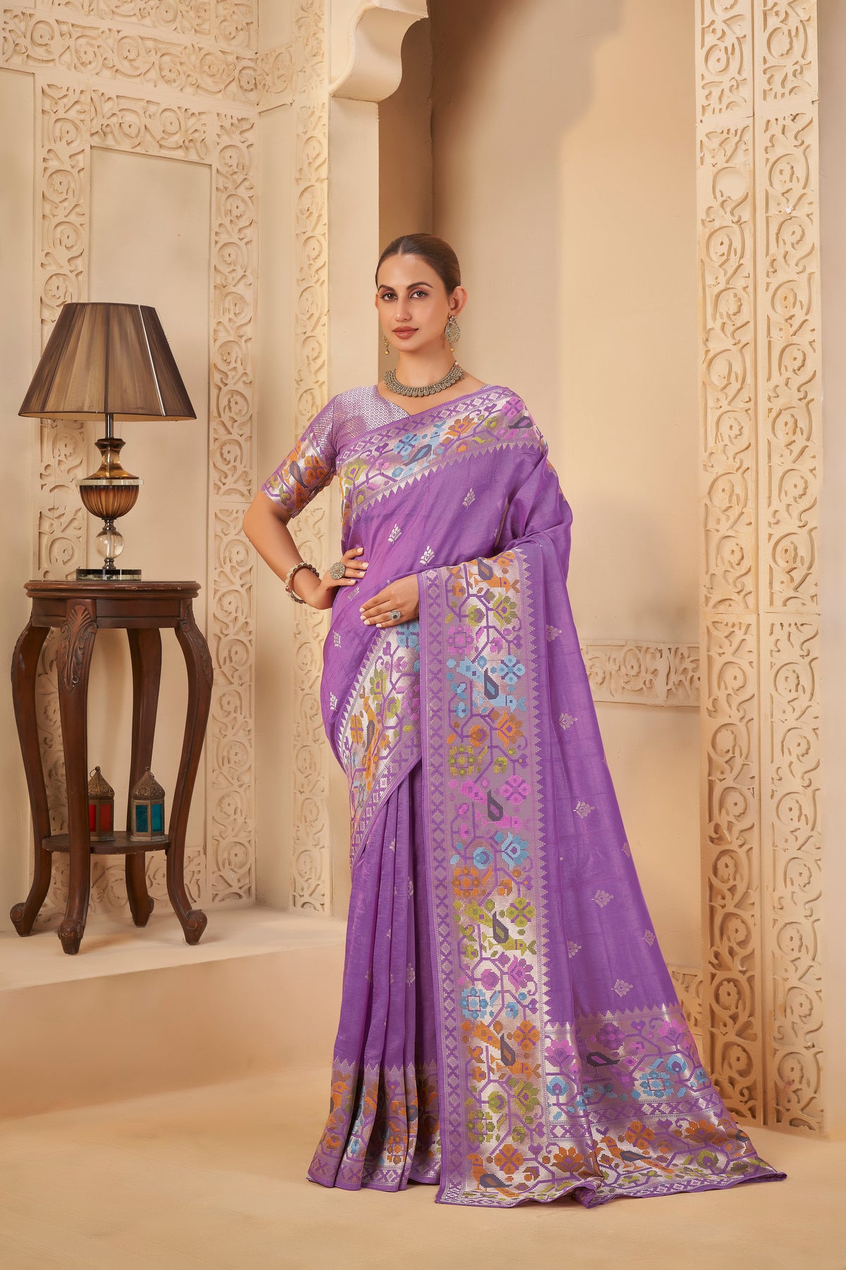 Eternal Lavender Dreams – Festive Woven Masterpiece - Gunj Fashion