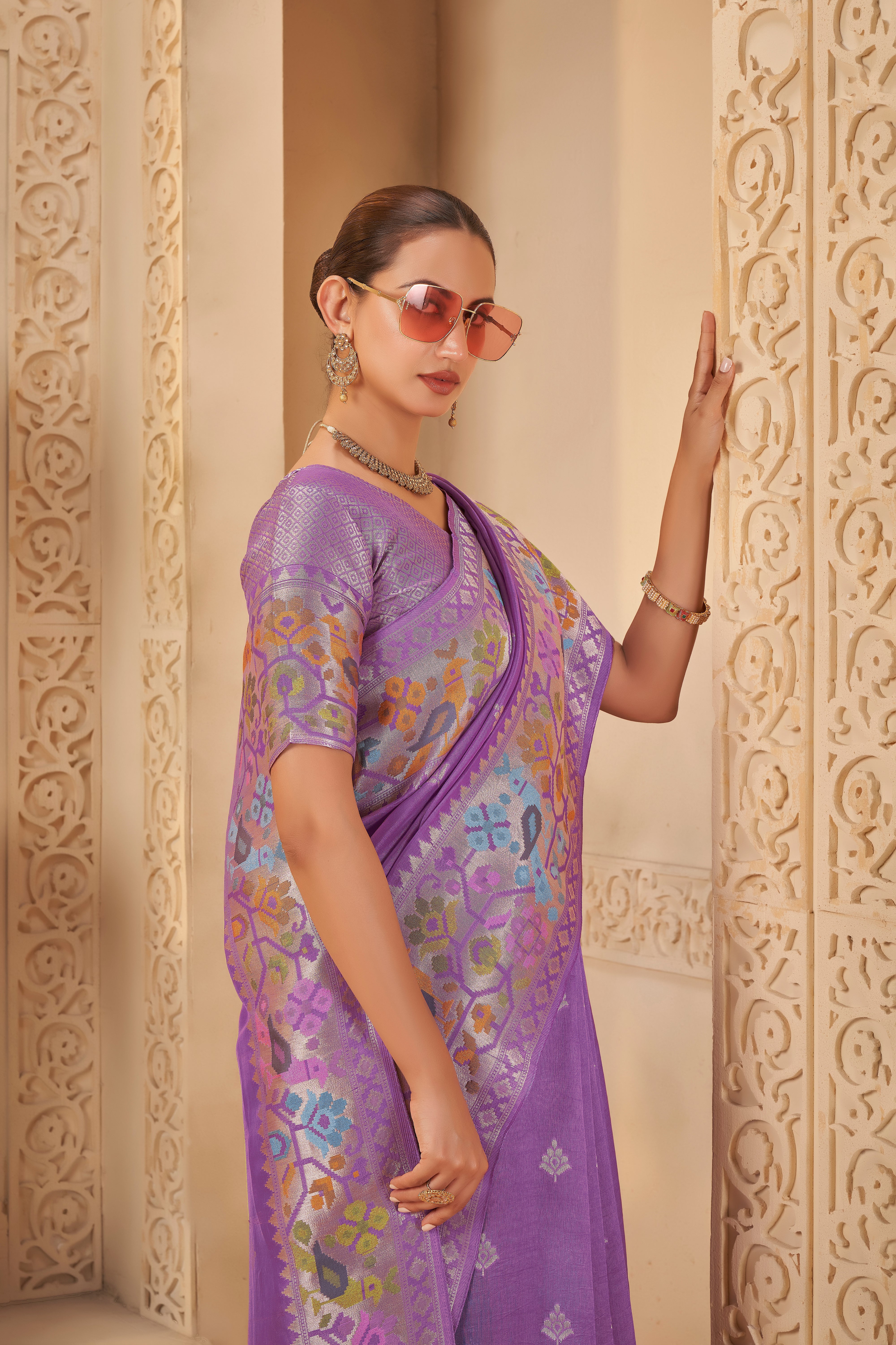 Eternal Lavender Dreams – Festive Woven Masterpiece - Gunj Fashion