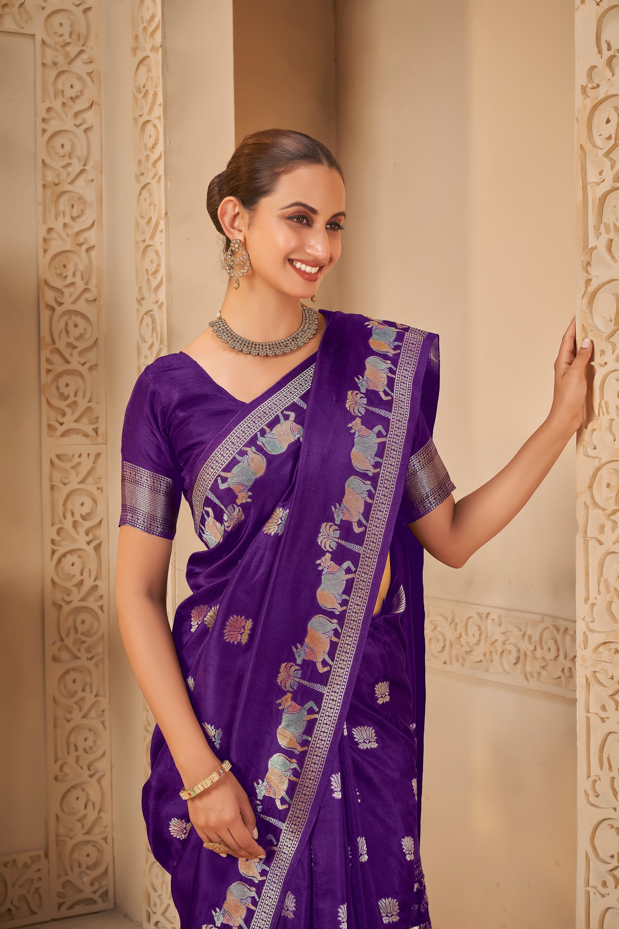 Royal Dark Blue Saree – Timeless Celebration Wear - Gunj Fashion