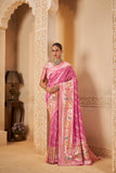 Elegant Pink Saree with Zari Pallu and Intricate Floral Motifs - Gunj Fashion
