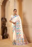 White Saree – Nature-Inspired Heritage Design - Gunj Fashion