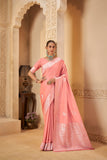 Charming Coral Pink Saree – Elegant & Radiant - Gunj Fashion