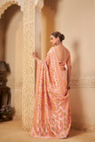 Soft Pastel Saree with Vibrant Multicolor Floral Motifs & Matching Blouse - Gunj Fashion