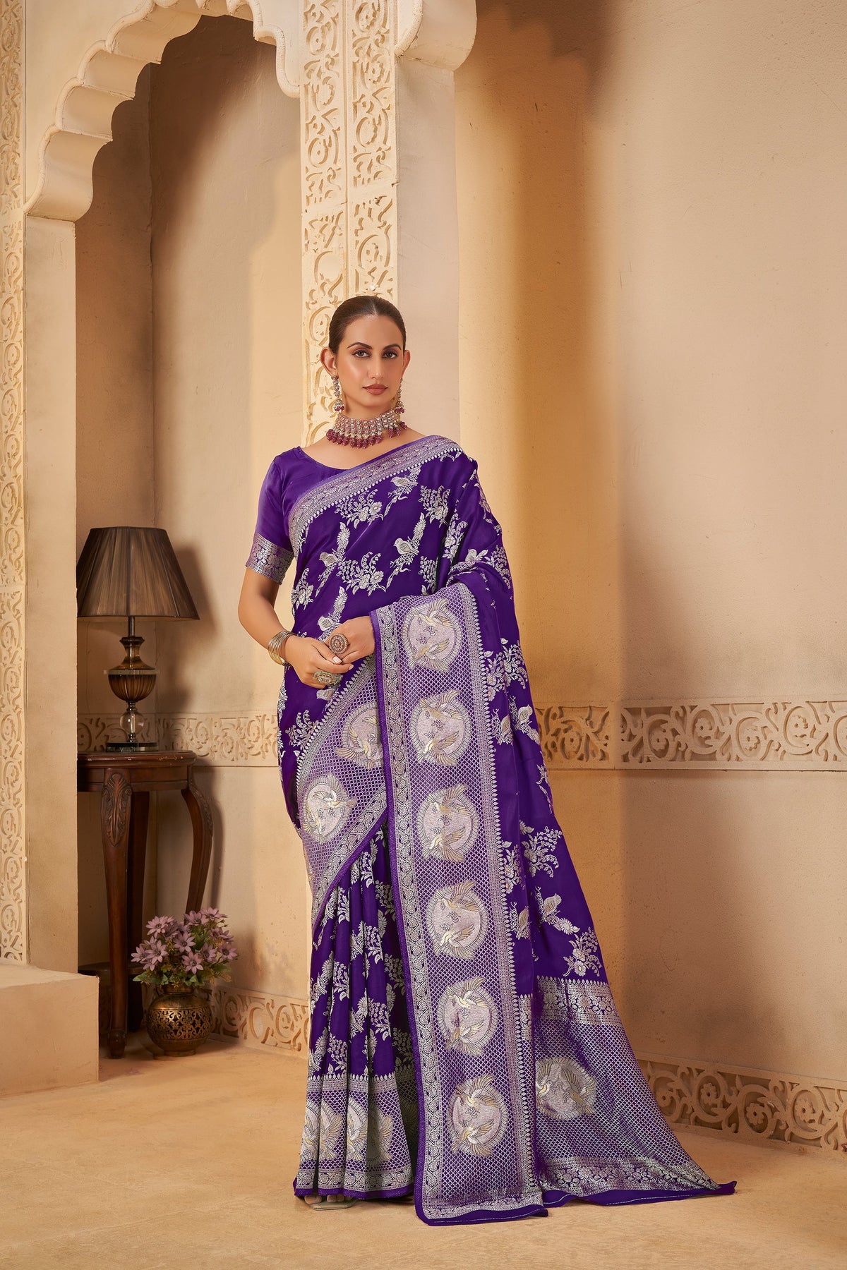 Imperial Violet Saree – Graceful, Glamorous & Timeless - Gunj Fashion
