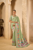 Soft Pastel Saree – Multicolor Floral Weaving Beauty - Gunj Fashion