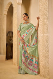 Soft Pastel Saree – Multicolor Floral Weaving Beauty - Gunj Fashion