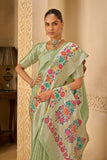 Soft Pastel Saree – Multicolor Floral Weaving Beauty - Gunj Fashion