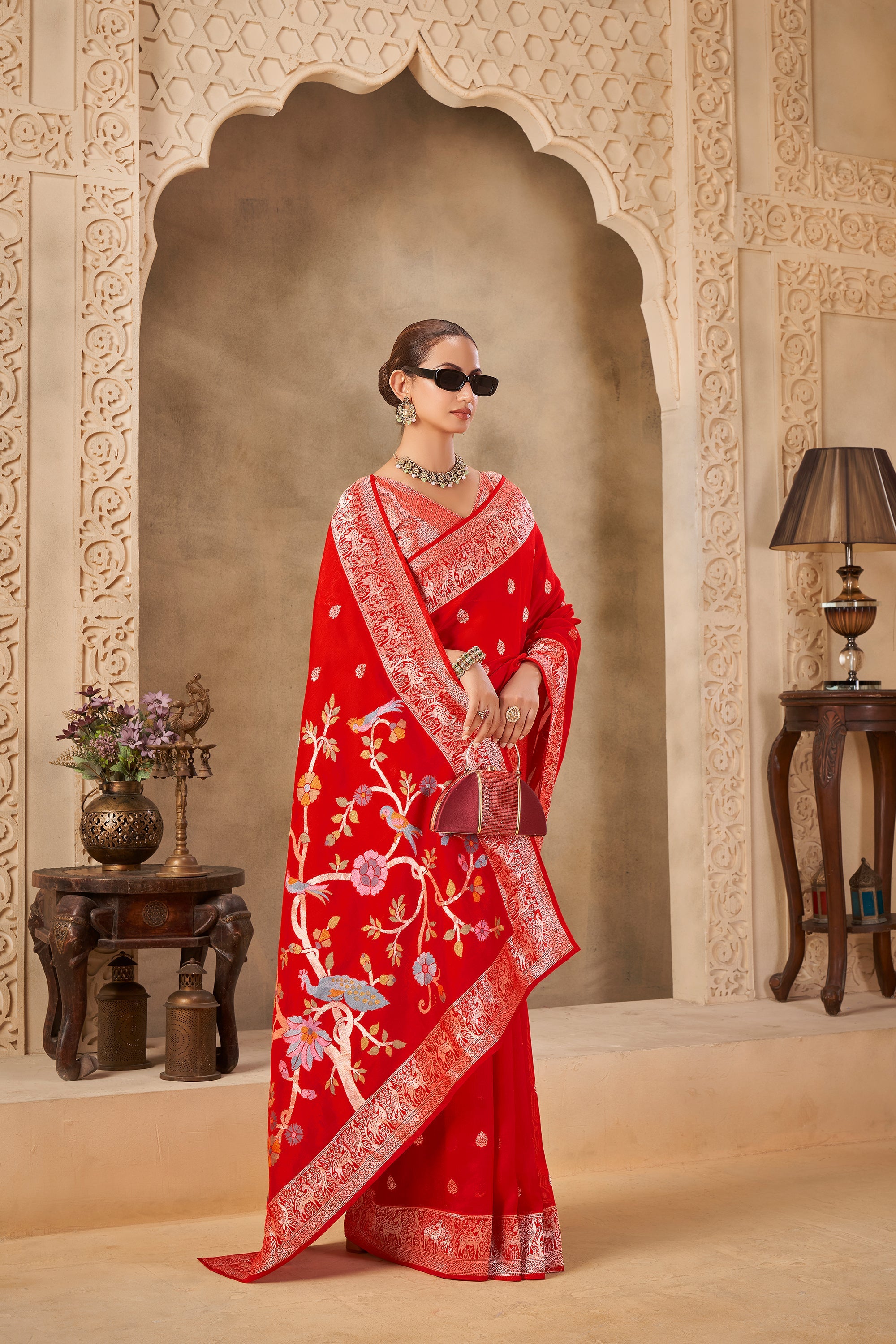 Red Wedding Saree – Heritage Weaves with Elegance - Gunj Fashion