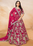 Rani Art Silk Lehenga with Sequins Embroidery and Net Dupatta