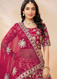 Rani Art Silk Lehenga with Sequins Embroidery and Net Dupatta