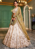 Green Mehendi Lehenga Choli Set with Sequins Embroidery and Viscose Dupatta – Gunj Fashion
