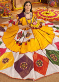 Trendy Mustard Yellow Thread Embroidered Viscose Cotton Chaniya Choli with Mirror Work for Garba Nights