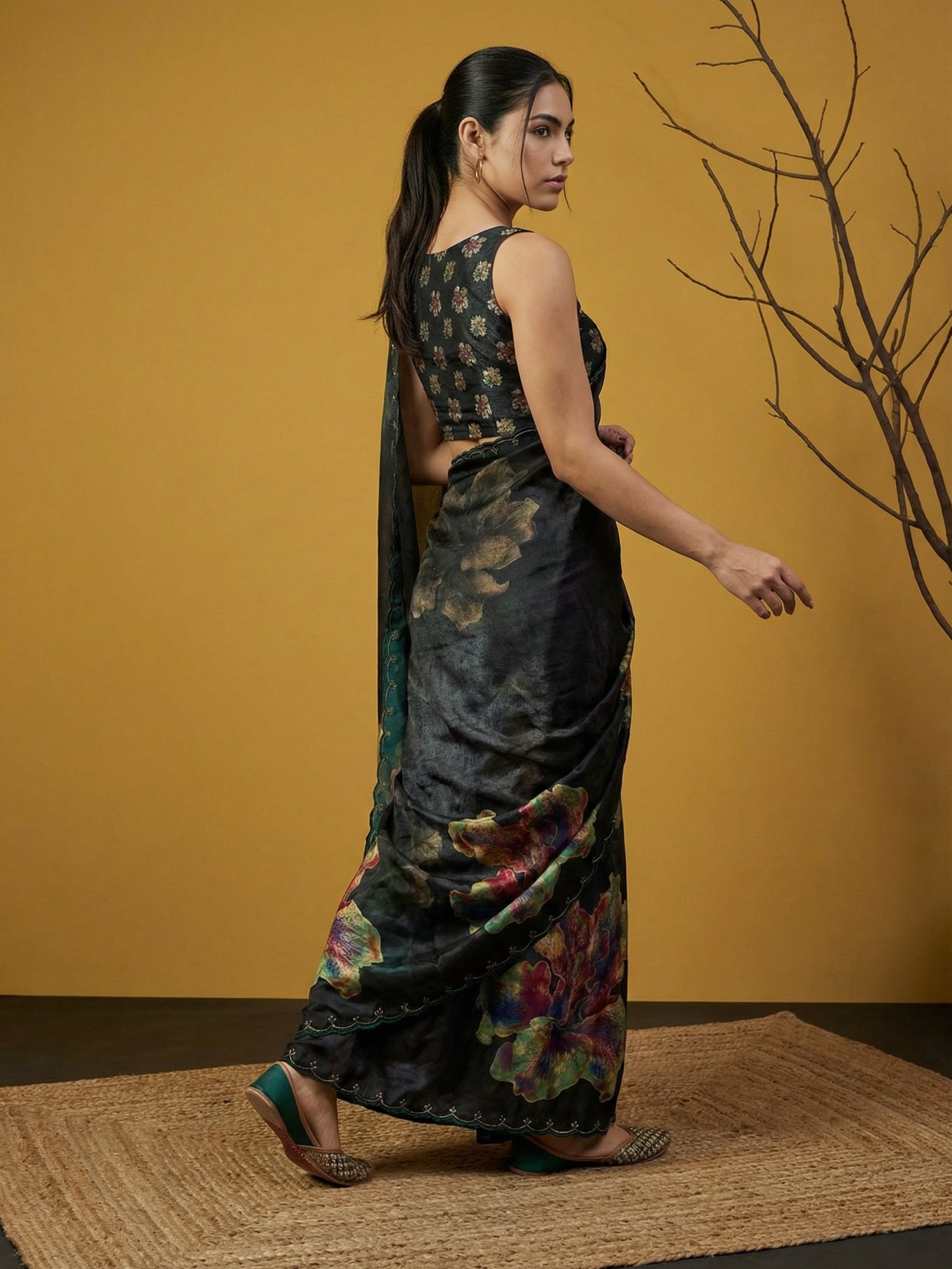 stylish floral saree for special occasions with detailed embroidery
