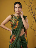 designer fendy satin saree with graceful floral patterns and soft drape