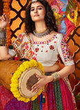 Multi Color Georgette Maslin Navratri Chaniya Choli with Chanderi Dupatta