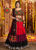 Vibrant Multi-Color Mirror Work Viscose Cotton Navratri Chaniya Choli with Waist Belt