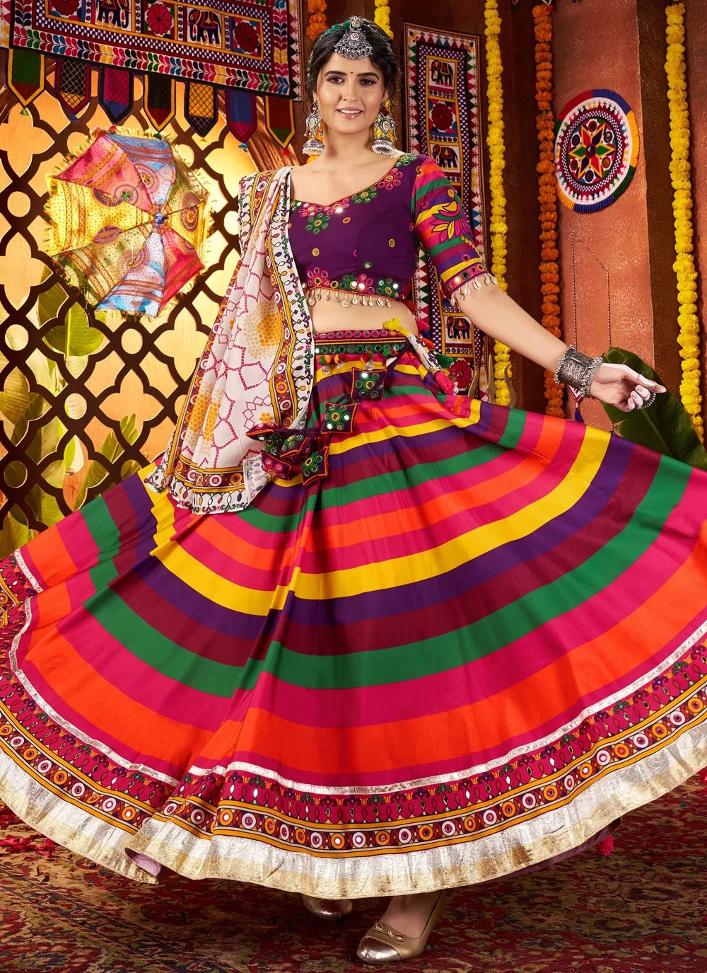 8 m flair navratri special chaniya choli 2025