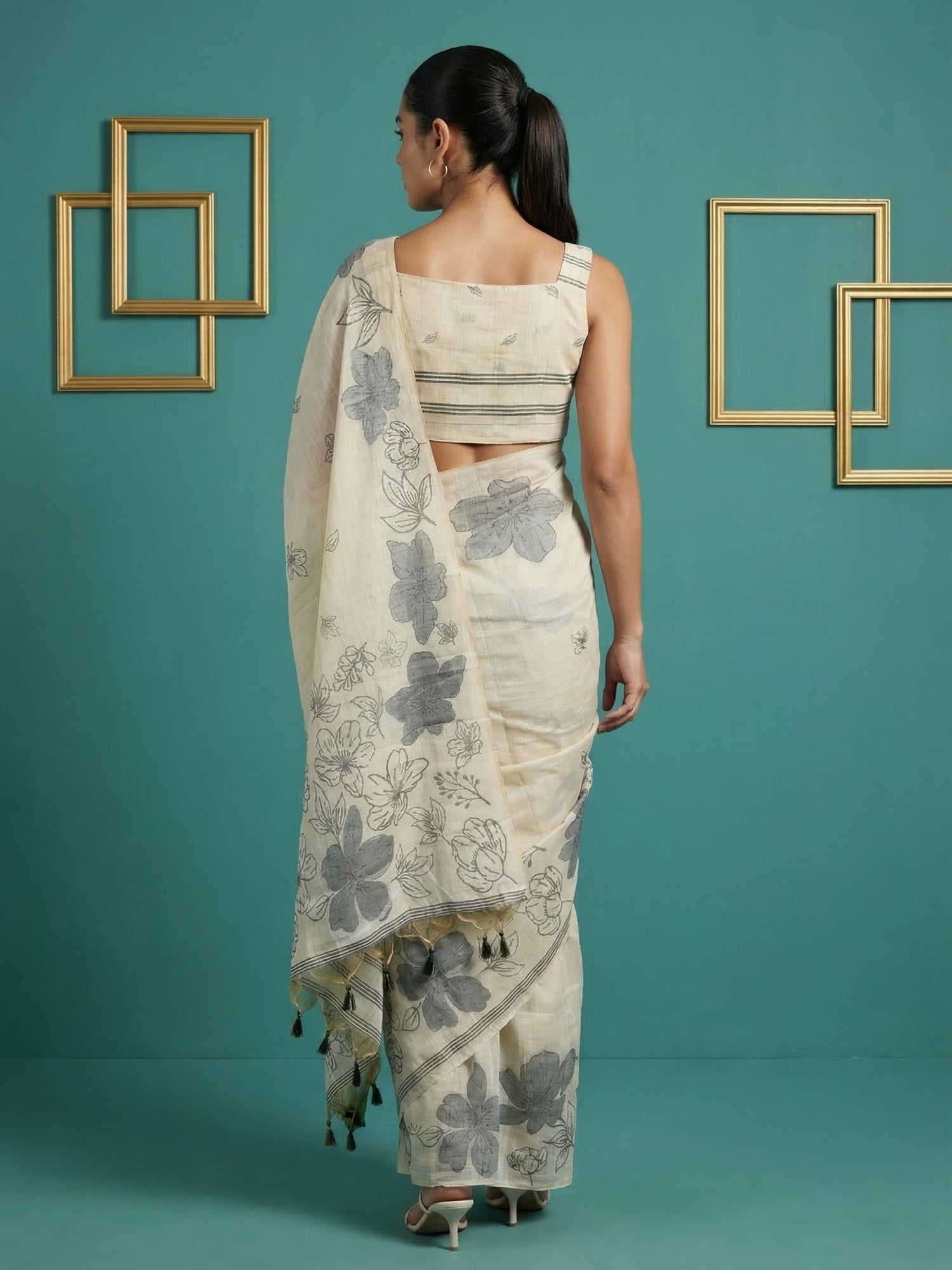 lightweight muga cotton saree with graceful ethnic design