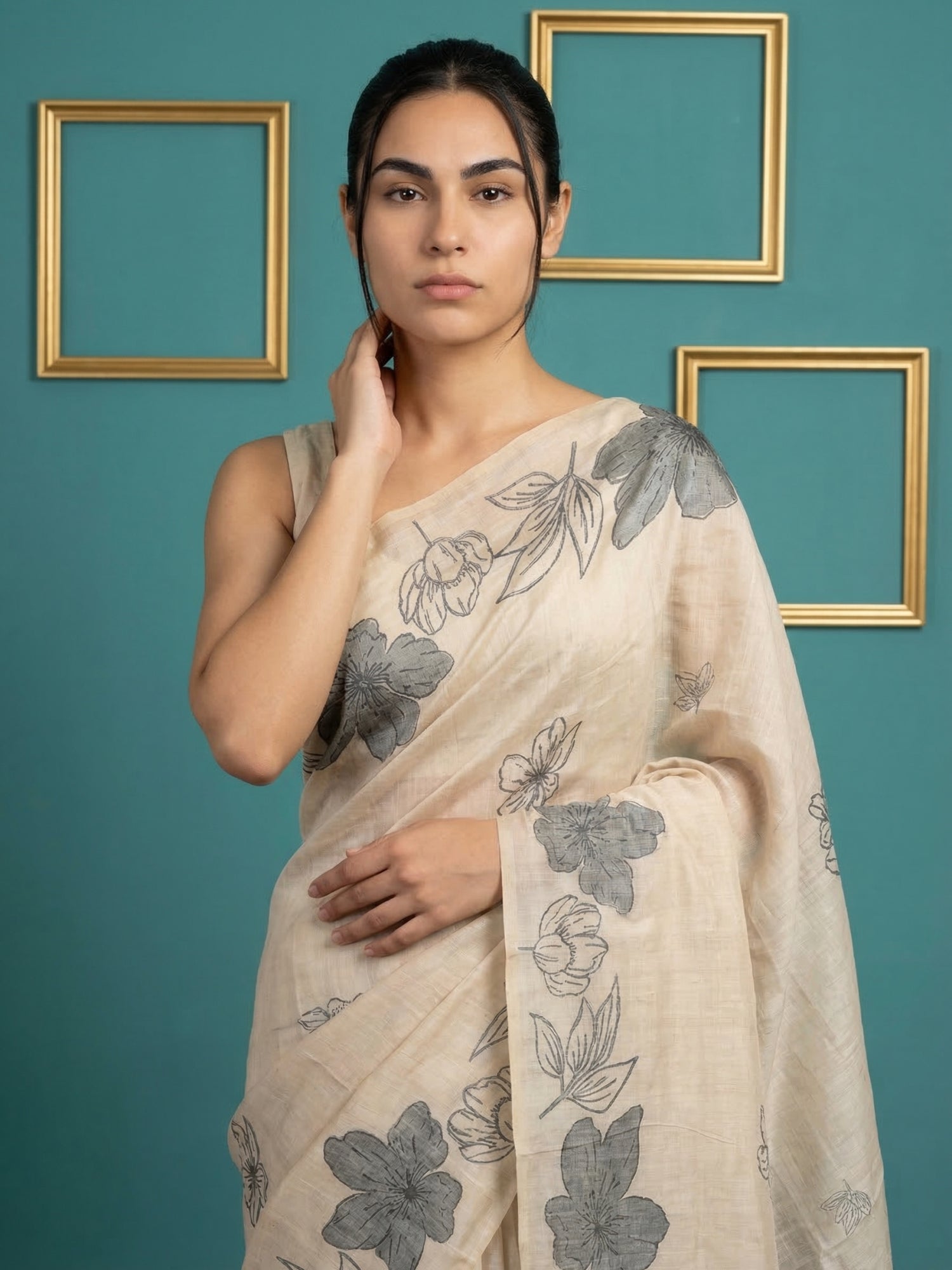 artistic white cotton saree perfect for office and daily wear