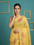 artistic yellow cotton saree perfect for office and daily wear