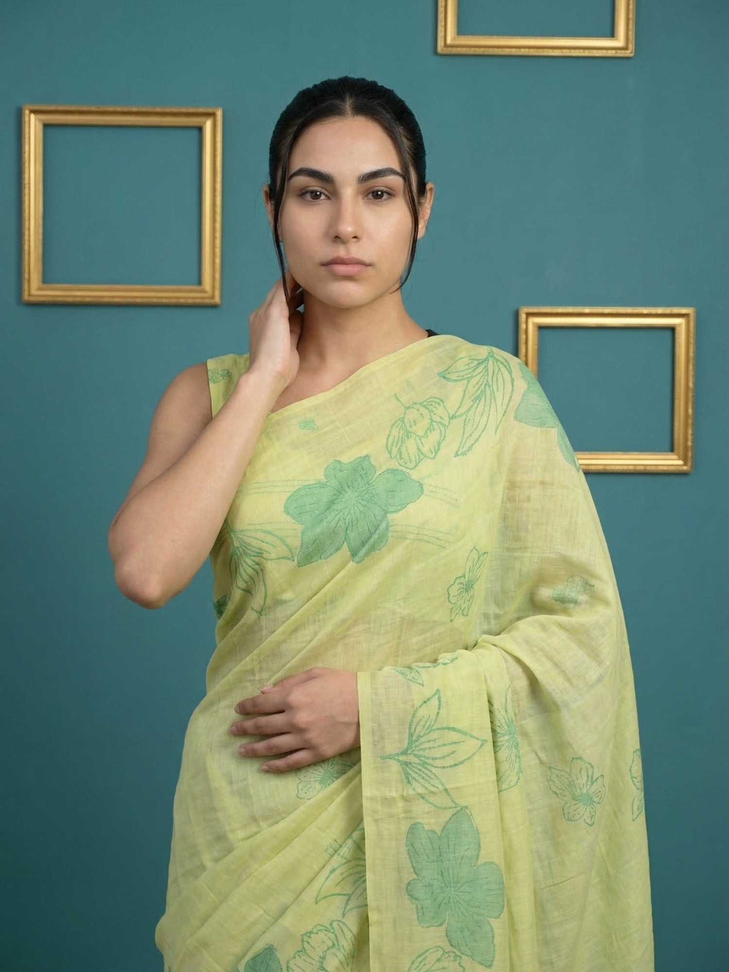 artistic green cotton saree perfect for office and daily wear