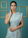 artistic sky blue cotton saree perfect for office and daily wear
