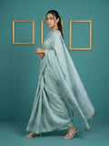 festive sky blue saree with soft texture and handcrafted art work