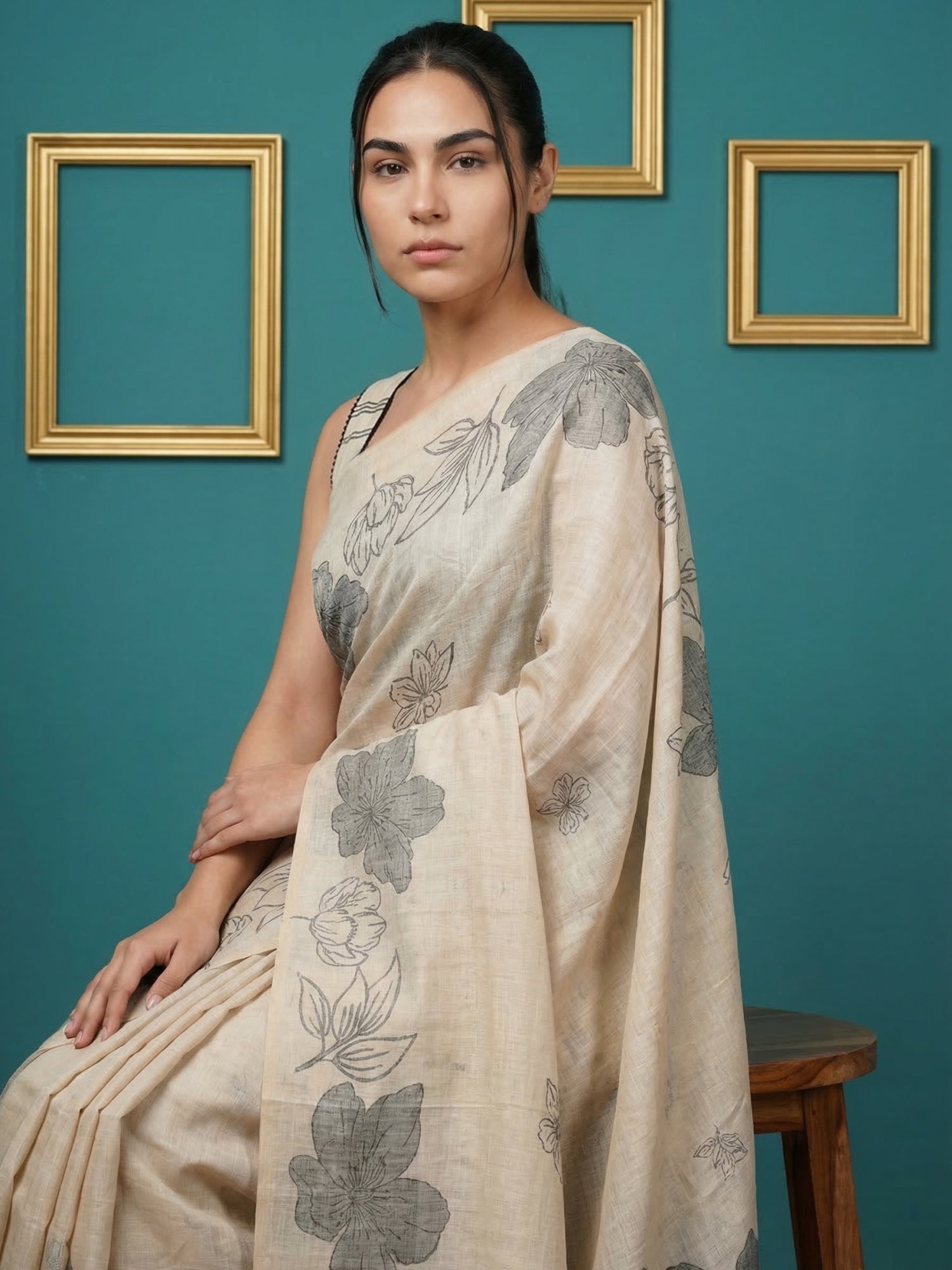 designer white cotton saree with subtle traditional appeal