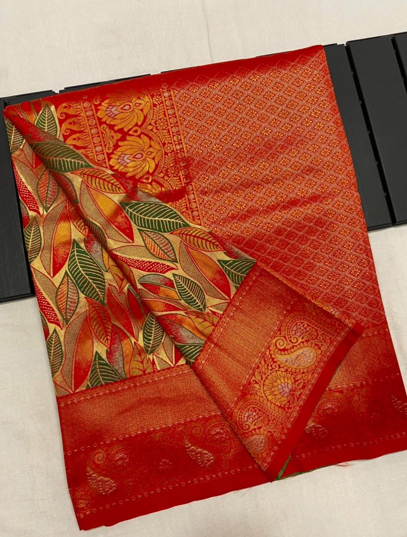 South Indian silk saree with weaving work