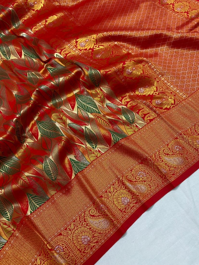 South Indian silk saree with weaving work