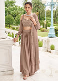 Adorable Brown Sequins Georgette Reception Wear Lehenga Choli