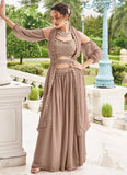 Adorable Brown Sequins Georgette Reception Wear Lehenga Choli